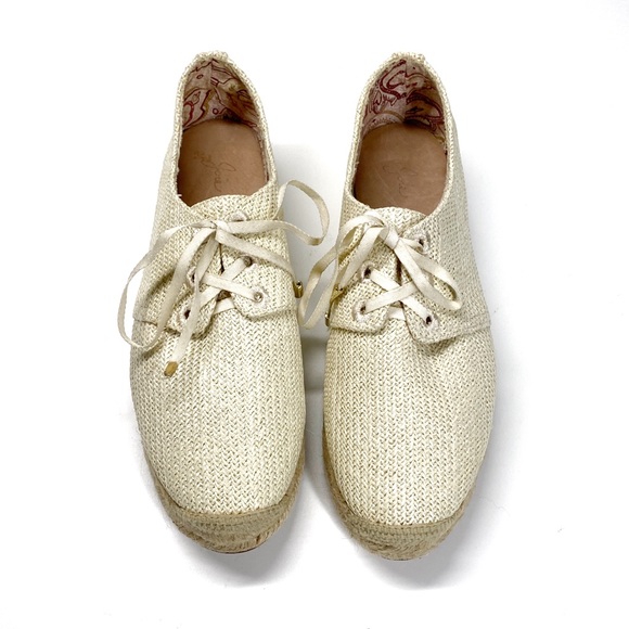 Joie Wallie Espadrille Raffia Platform Lace-Up Sneakers Size EU 39 Ivory - Picture 4 of 13